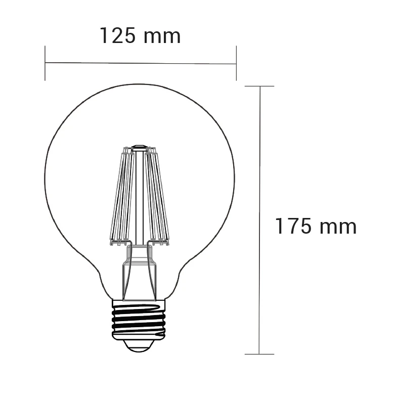 Dekorativní LED žárovka E27 6 W teplé barvy ORO-E27-G125-FL-AMBER-6 W