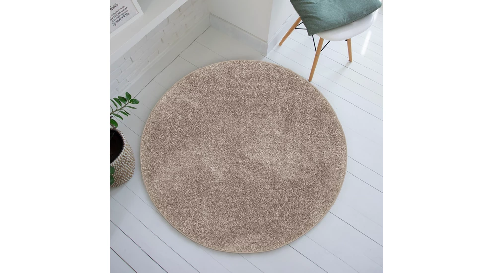 Dywan okrągły taupe CLEVER 130 cm - aranżacja.