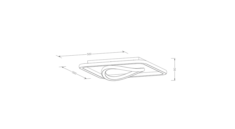 Plafon LED kwadratowy czarno-złoty LENS 50x50 cm - wymiary.