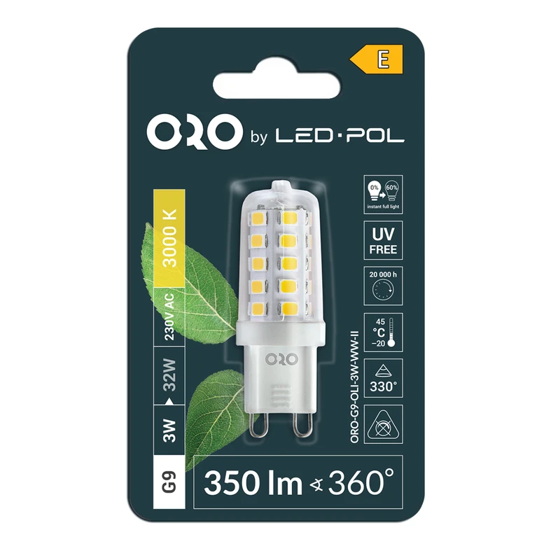 LED žárovka ORO-G9-OLI-3W-WW-II teplá barva