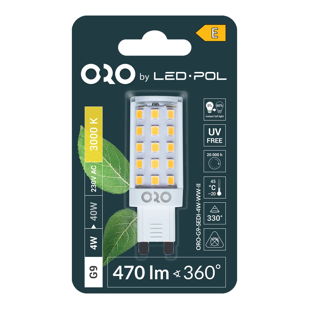 LED žárovka G9 4 W teplá barva ORO-G9-SEDI-4 W-WW-II