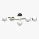 Stropní svítidlo s 5 stínidly ve tvaru koule SATELIT V černo-zlaté