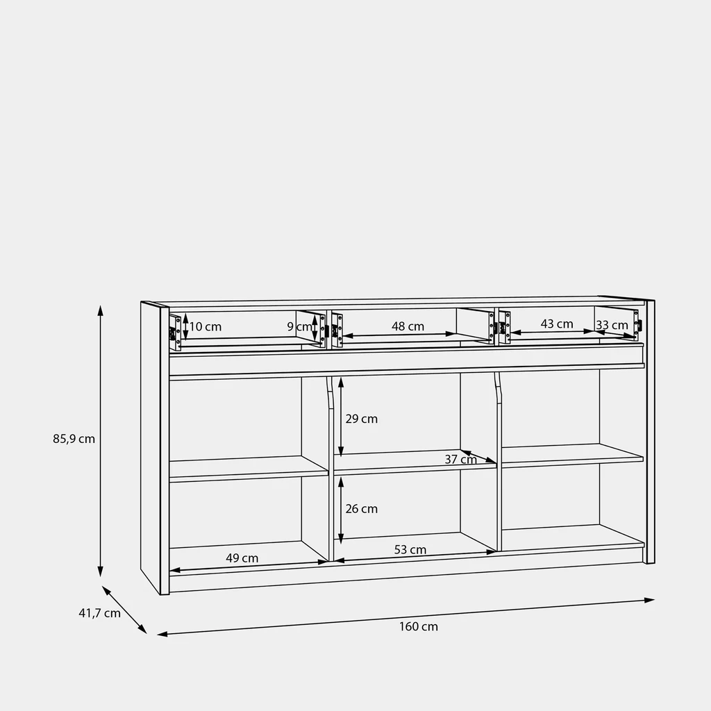 Komoda s osvětlením OAK SQUERE 160 cm