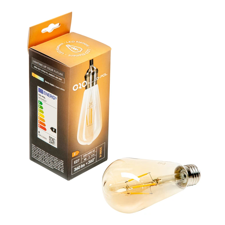 Retro LED dekorativní žárovka E27 4 W teplé barvy ORO-E27-ST64-FL-AMBER-4 W