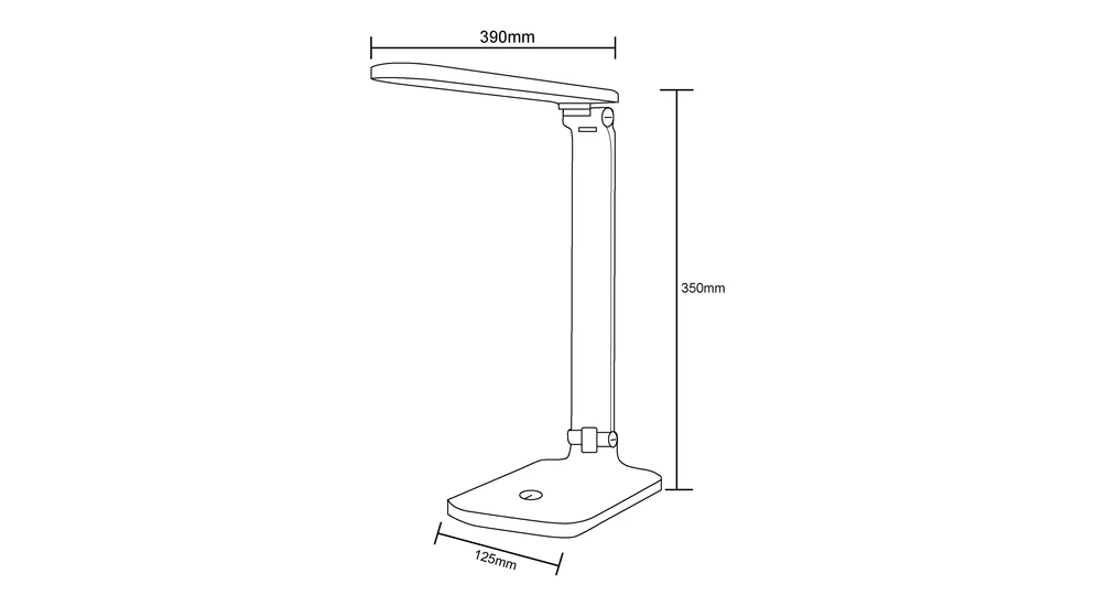 Lampa biurkowa LED regulowane ramię biała - wymiary.