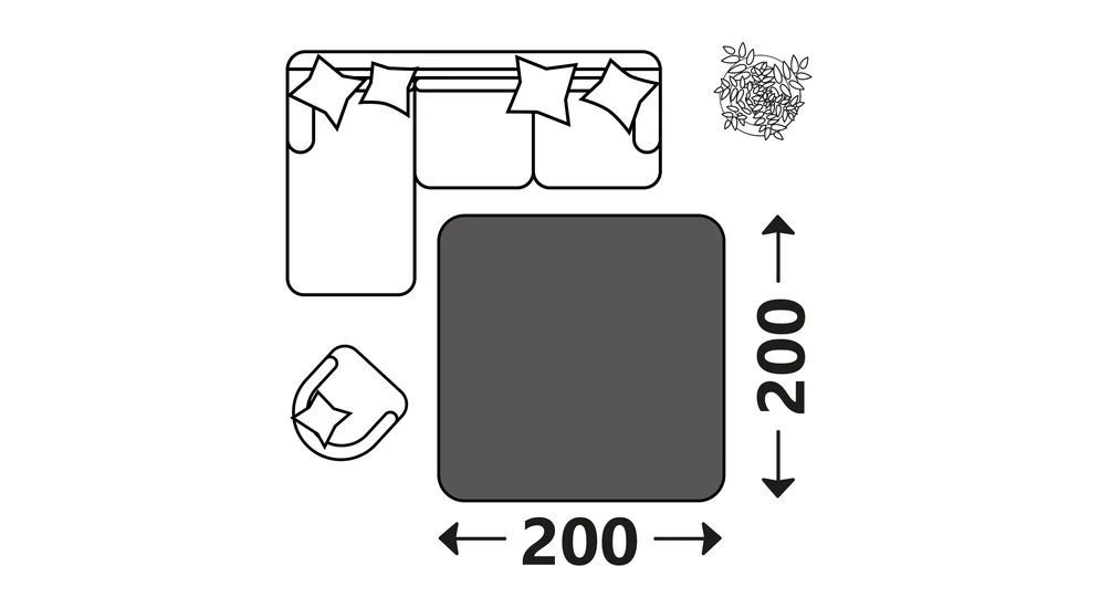 Čtvercový šedý koberec SHAPE 200x200 cm