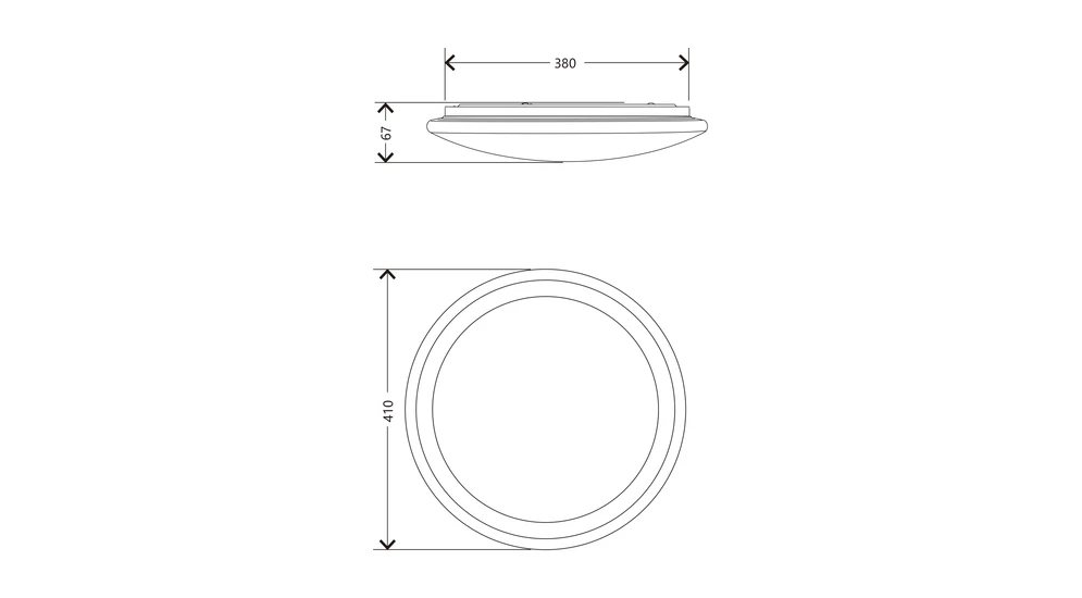 Plafon LED RGB biały ARESO 41 cm z pilotem - wymiary.