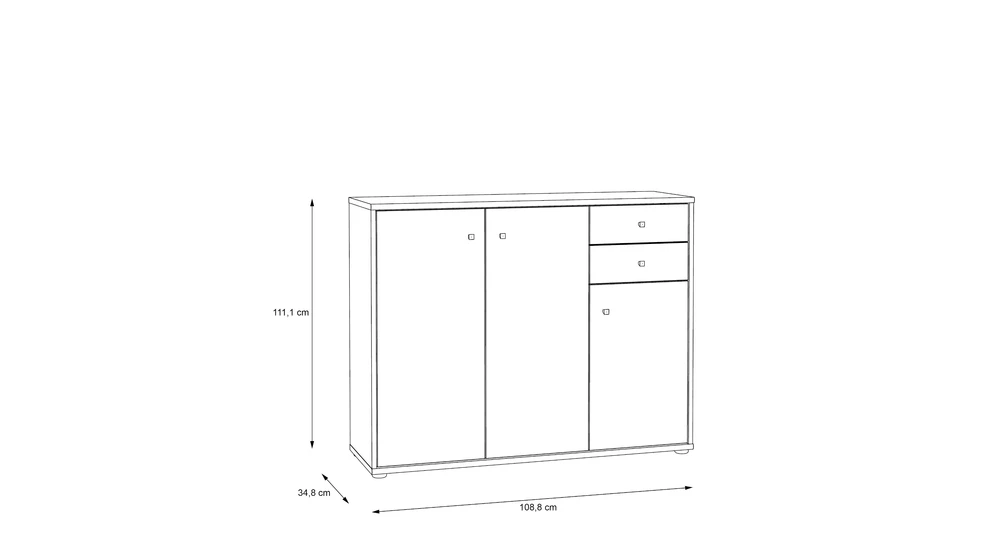 Vysoká komoda TEMPRA 2 3D2S dub artisan