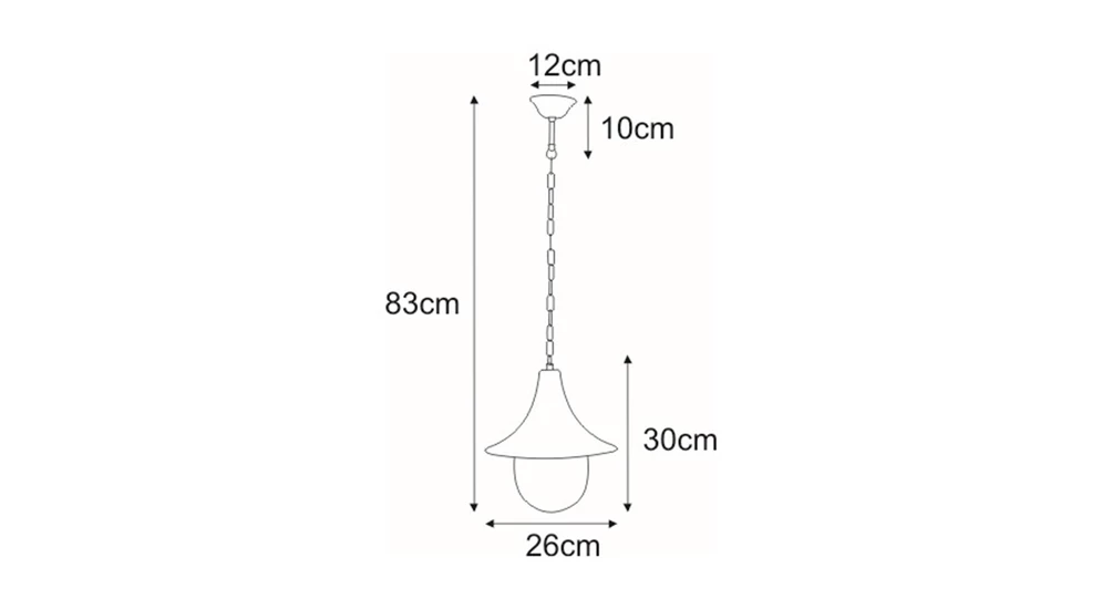 Lampa zewnętrzna wisząca na łańcuchu outdoor czarna BOSTON - wymiary.