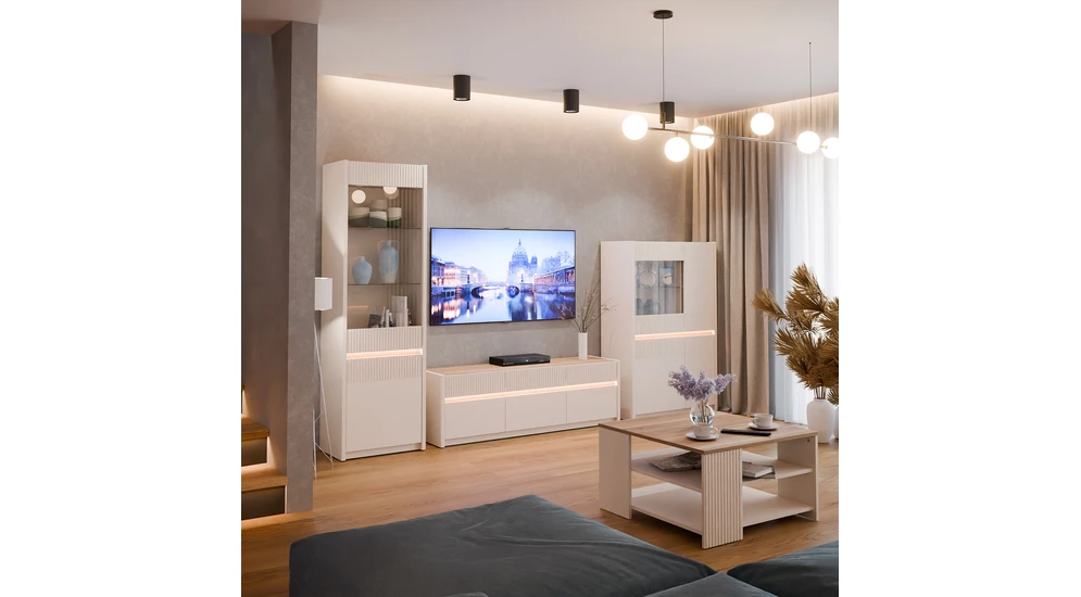 TV skříňka s osvětlením OAK SQUERE