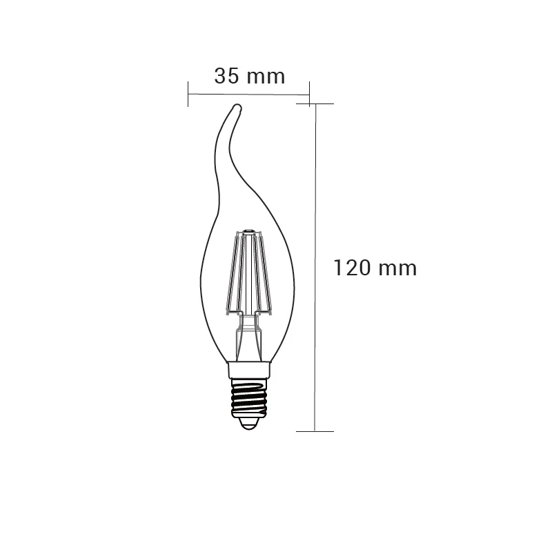 LED žárovka E14 4 W teplá barva ORO-E14-C35-FL-CLARO-FLAMI-4 W