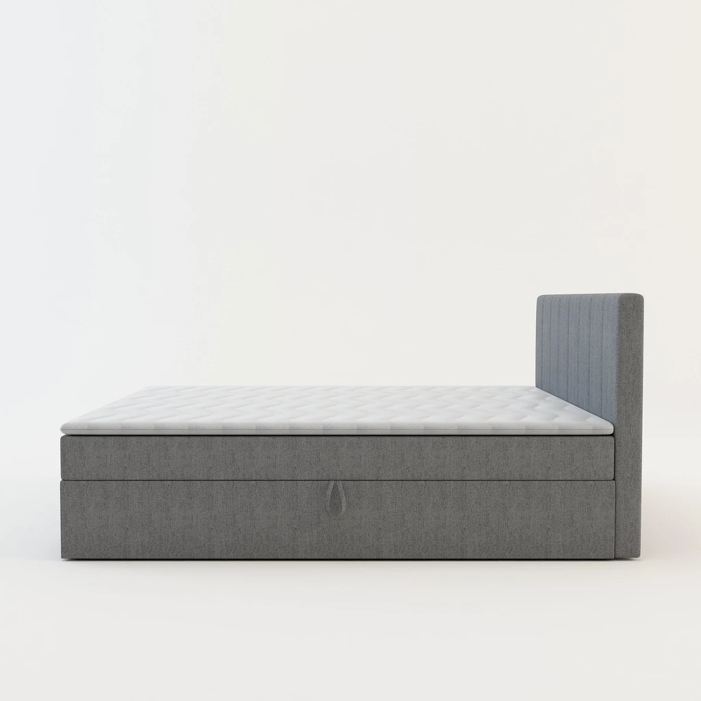 Postel boxspring s topperem šedá PEDRO PU 160x200 cm