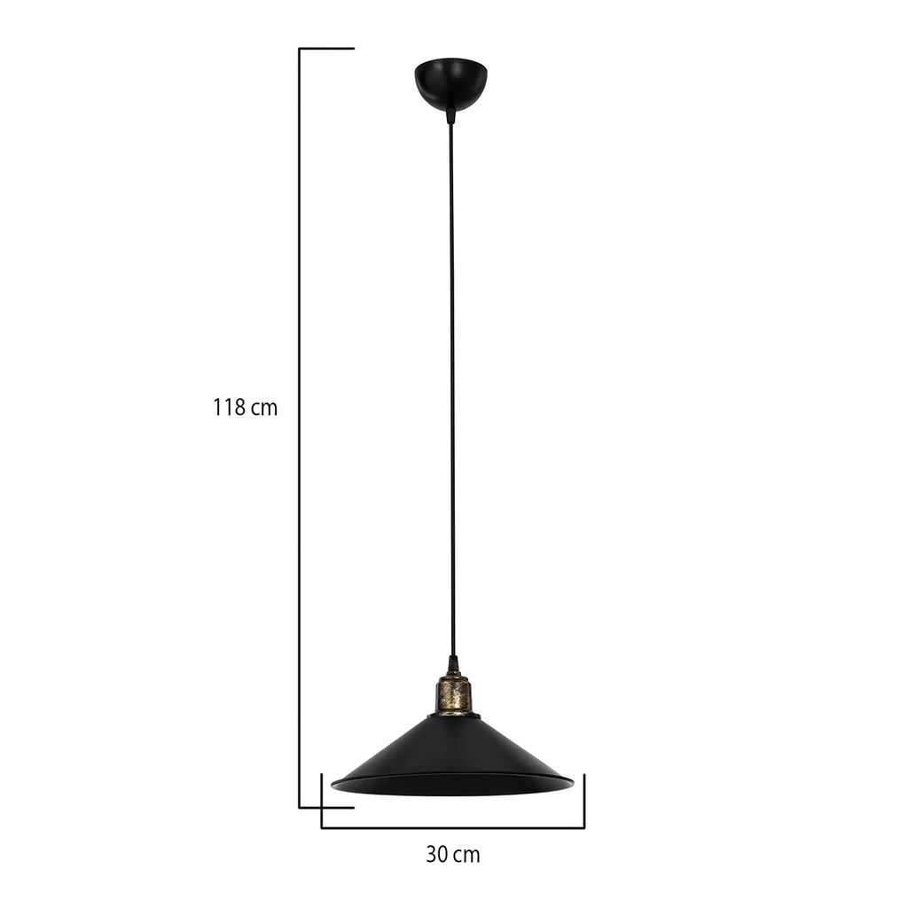 Wysokość lampy MAYA można dostosować do wysokości pomieszczenia preferencji. Jej maksymalna długość to 118 cm.