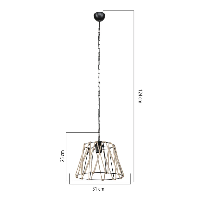 Lustr s jutovým stínidlem EVREN 30 cm