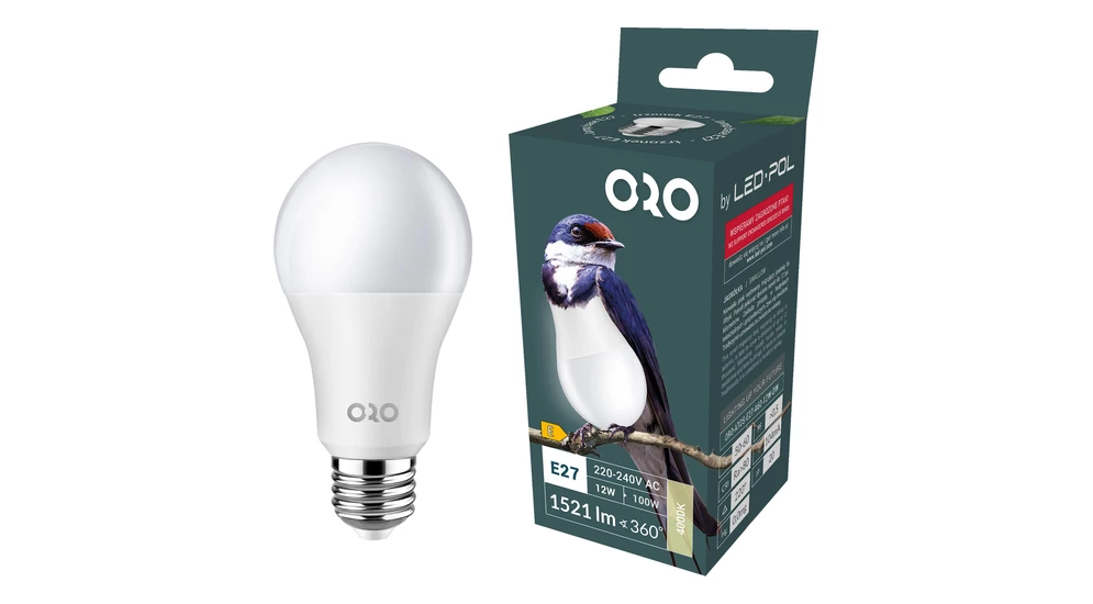 LED žárovka E27 12 W neutrální ORO-ATOS-E27-A60-12W-DW