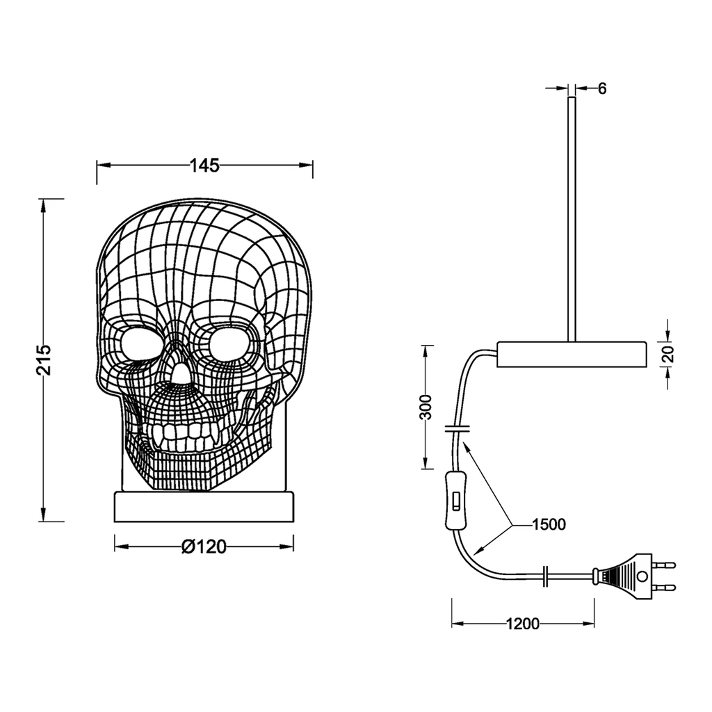 Dekorativní LED lampička lebka SKULL