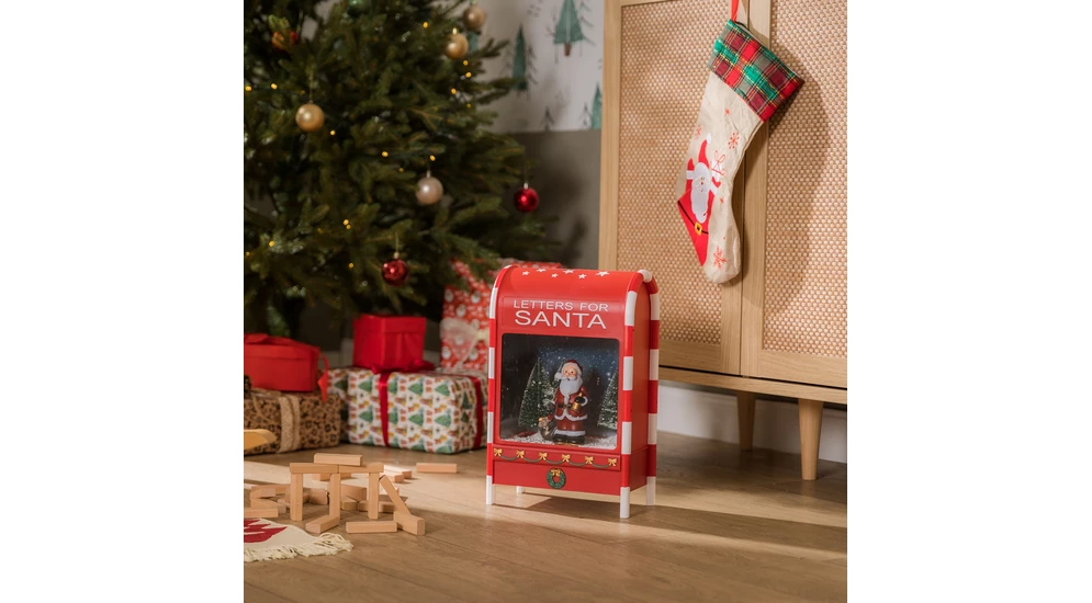 LED hrací poštovní schránka s Santa Clausem 40 cm