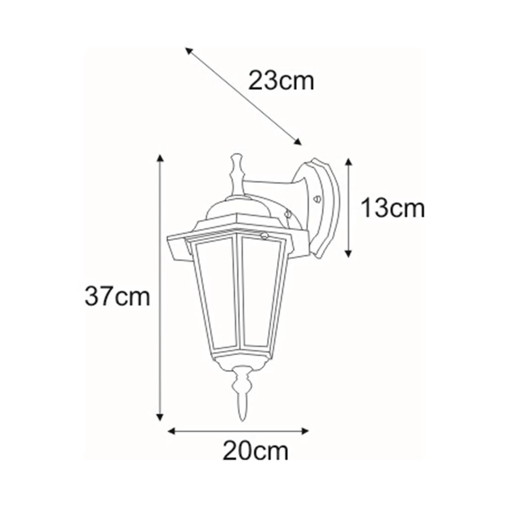 Kinkiet zewnętrzny outdoor klasyczny czarny STANDARD DOWN - wymiary.