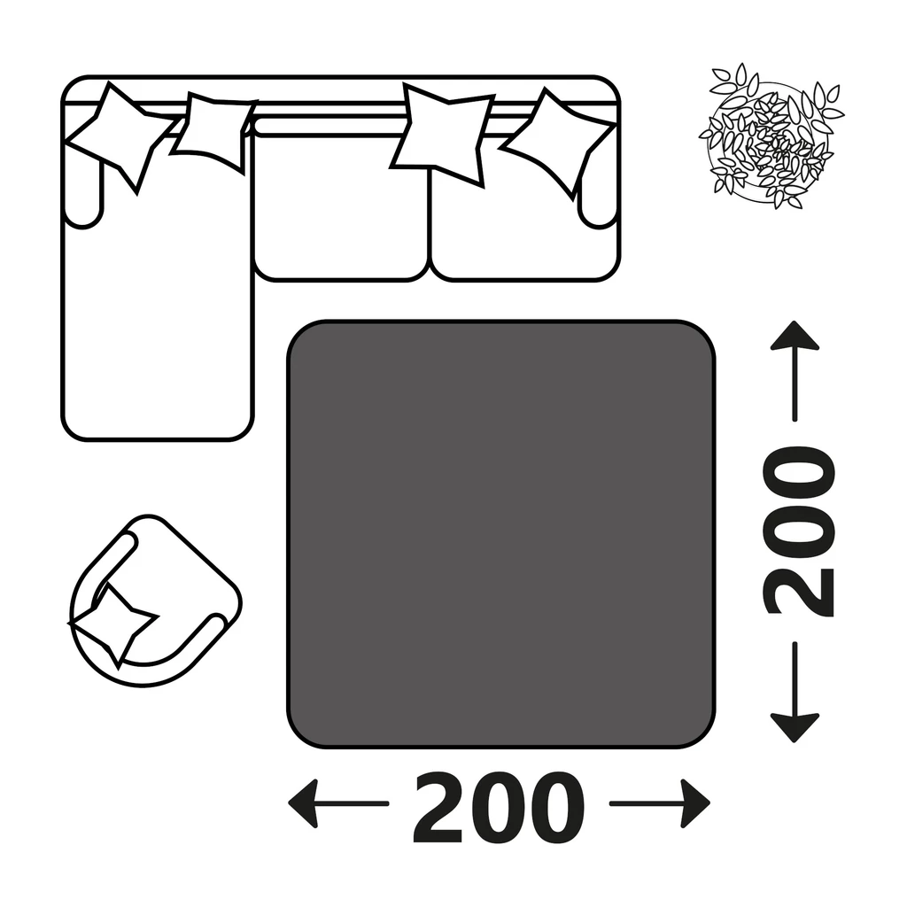 Čtvercový smetanový koberec SHAPE 200x200 cm