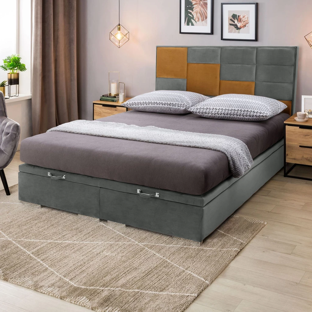 Rám postele boxspring FIBI KP 25 160x200, platinový