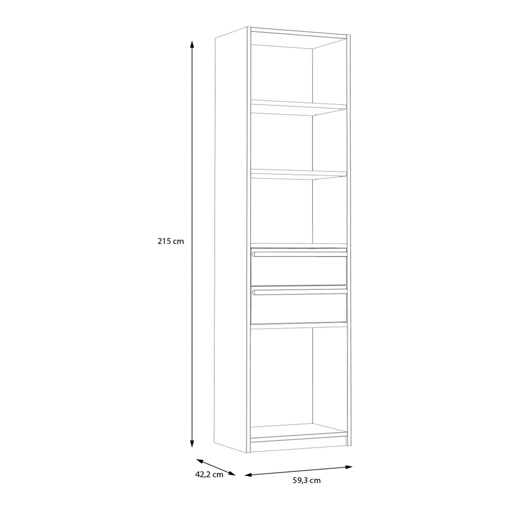 Regál s policemi a zásuvkami S-ROOM 59,4 cm