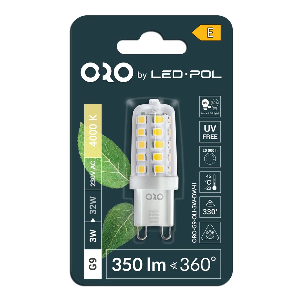 LED žárovka G9 3 W neutrální ORO-G9-OLI-3W-DW-II