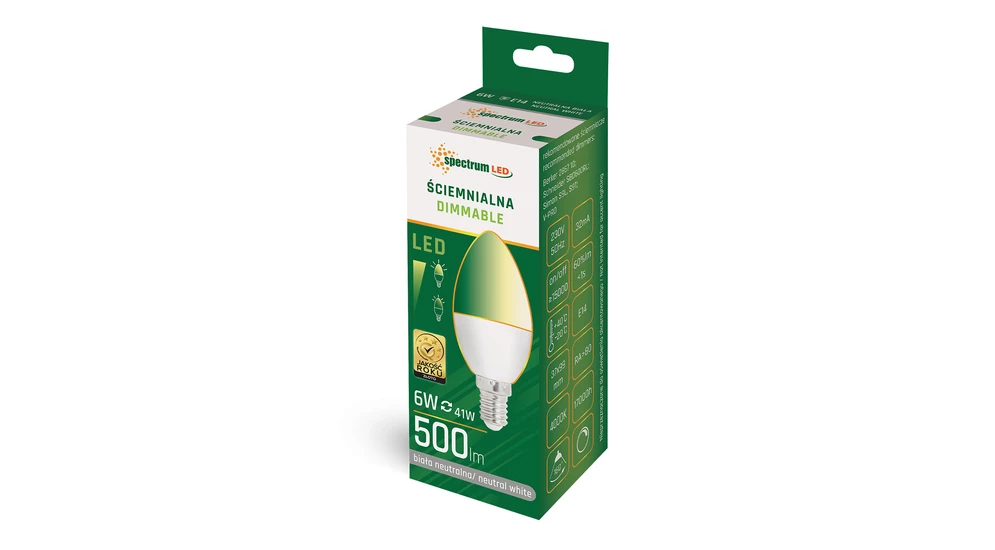 Žárovka LED E14 6W neutrální barva DIMMABLE SPECTRUM