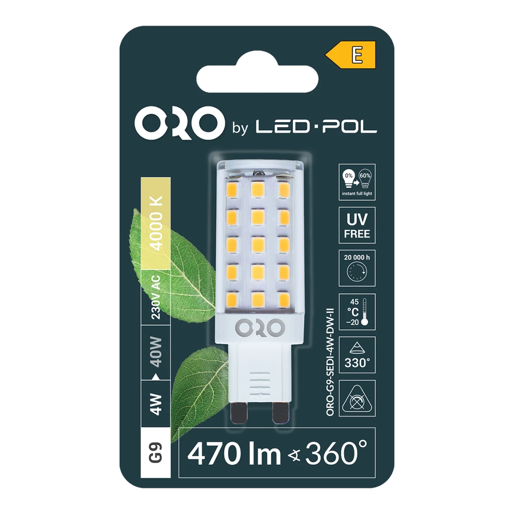 LED žárovka G9 4 W neutrální ORO-G9-SEDI-4 W-DW-II