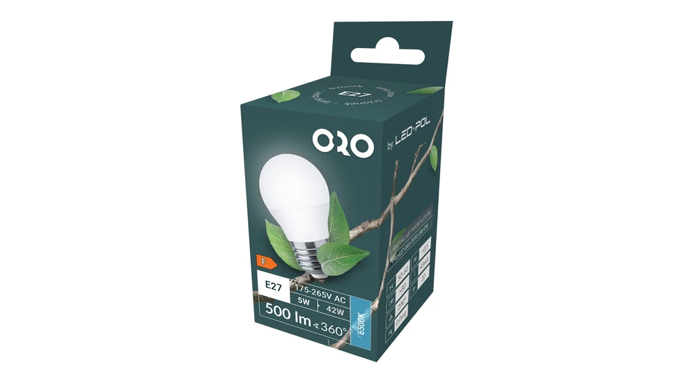 LED žárovka E27 5 W studená ORO-E27-G45-TOTO-5W-CW