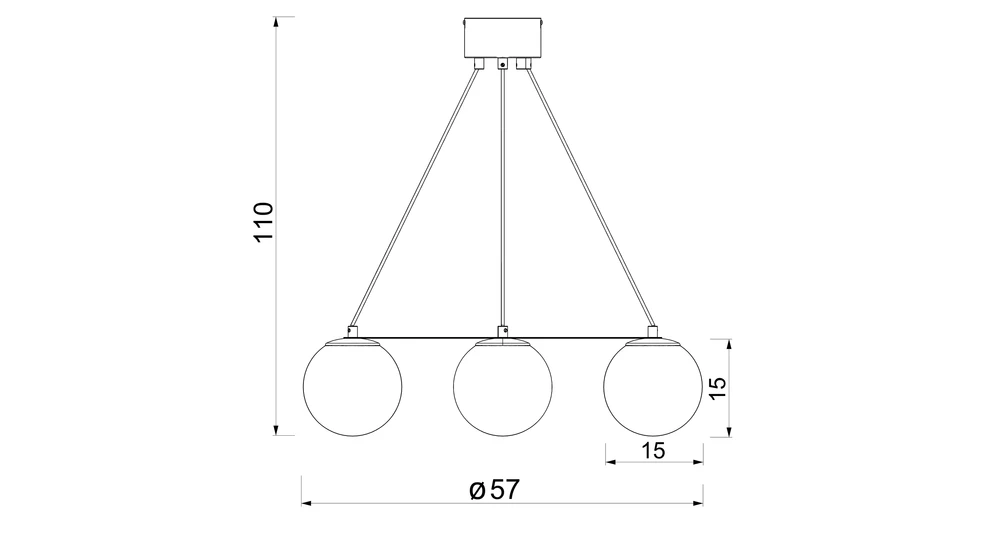 Lampa wisząca czarno-złota BALLO IV - wymiary.