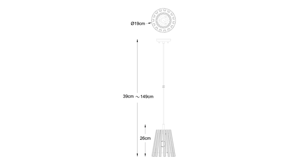 Lampa wisząca glamour złota BACH 19 cm - wymiary.