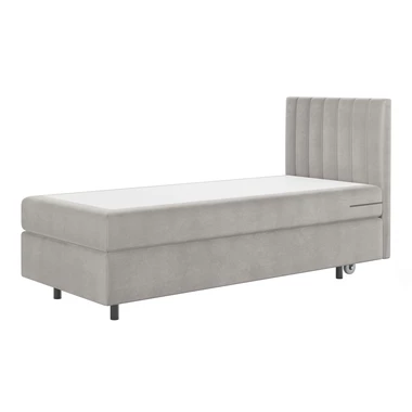 Šedá postel boxspring s matrací SILLA 90x200 cm