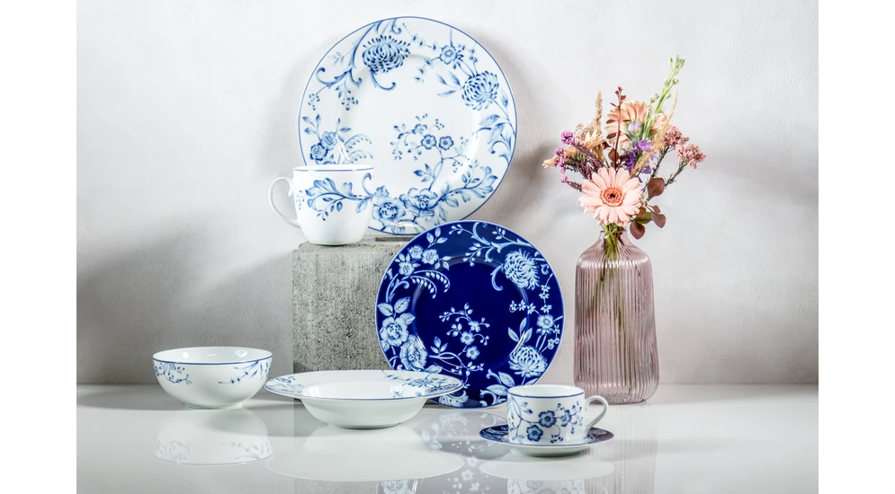 Mělký talíř EVIA BLUE porcelán Bogucice 28,5 cm