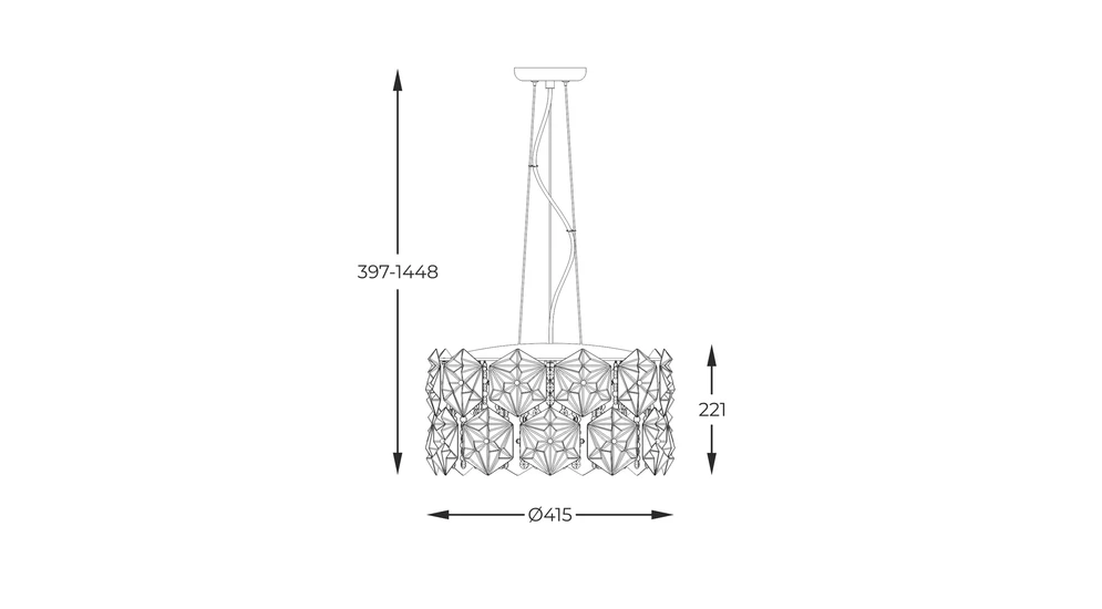 Lampa wisząca chrom DAVI - wymiary.