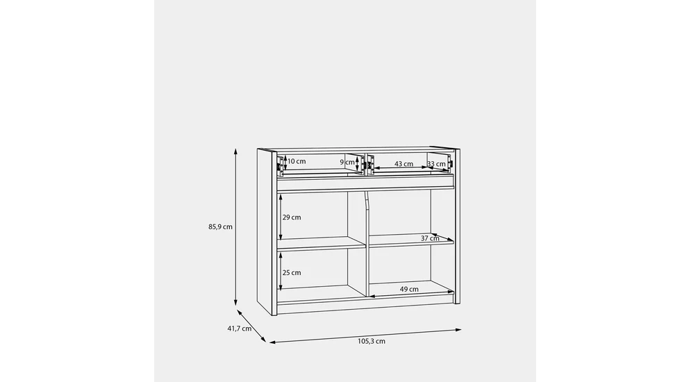 Komoda s osvětlením OAK SQUERE 105,3 cm