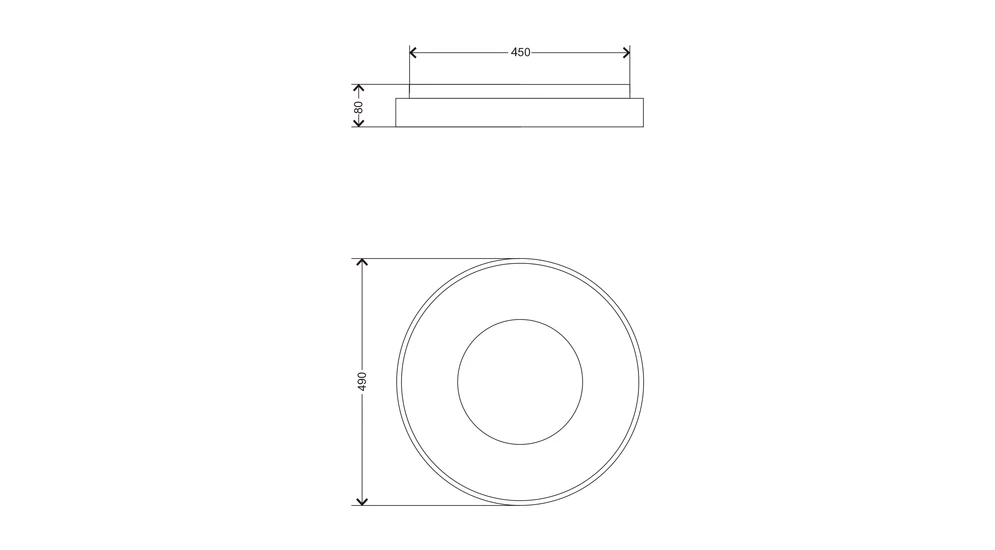 Plafon LED 36W czarny ESPINO 49 cm z pilotem - wymiary.