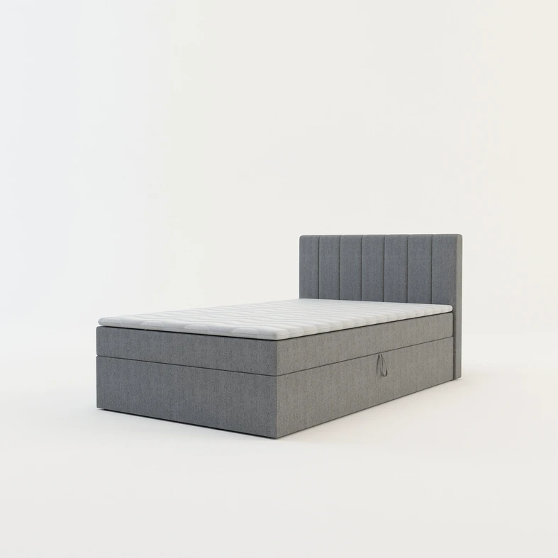 Postel boxspring s topperem šedá PEDRO PU 120x200 cm