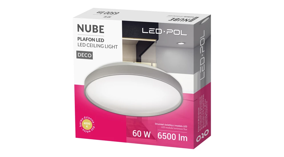 Stříbrné stropní svítidlo LED 60W ORO NUBE