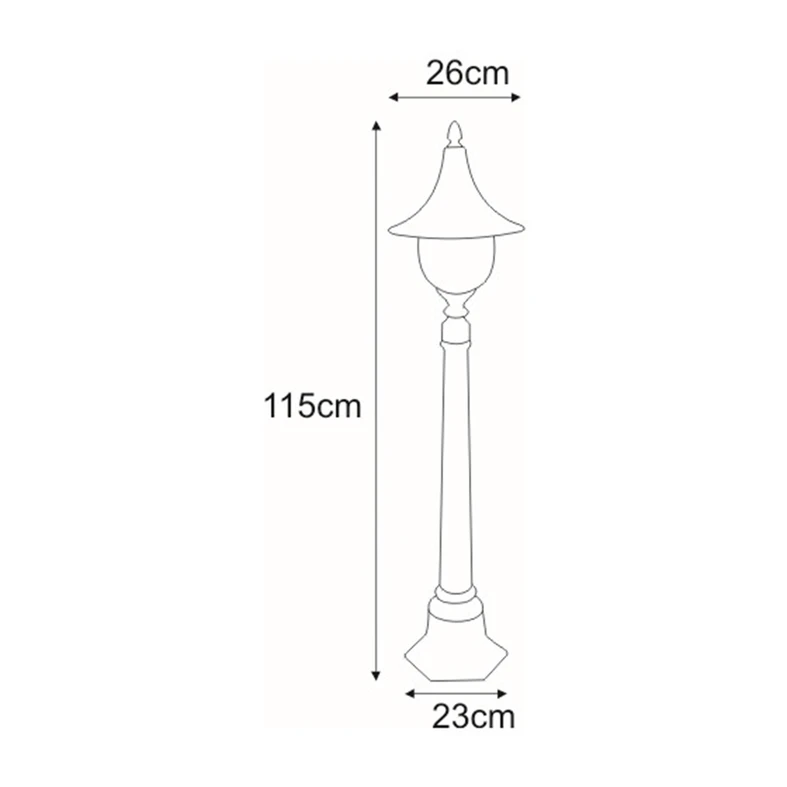 Lampa zewnętrzna outdoor stojąca wysoka czarna BOSTON - wymiary.