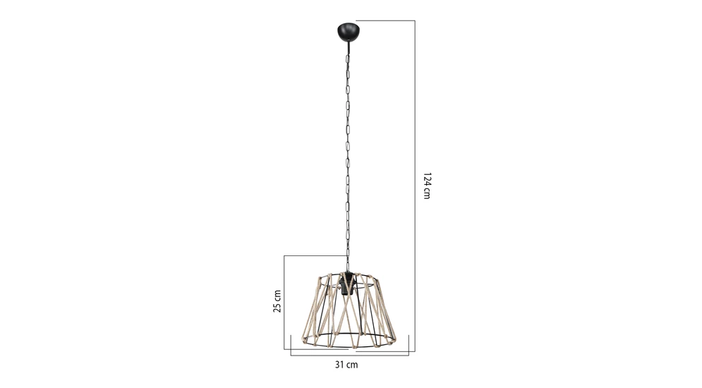 Lustr s jutovým stínidlem EVREN 30 cm