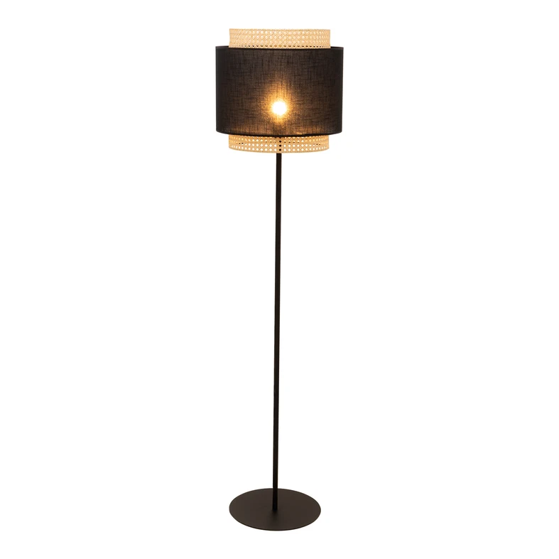 Černá ratanová stojací lampa BOHO 145 cm