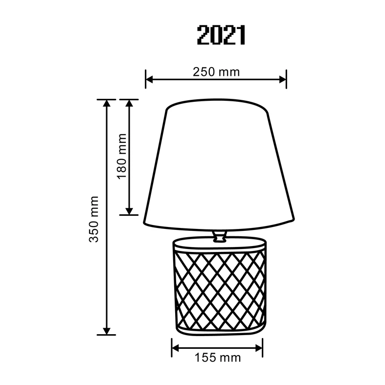 Lampa stołowa z abażurem, biało-szara - wymiary.