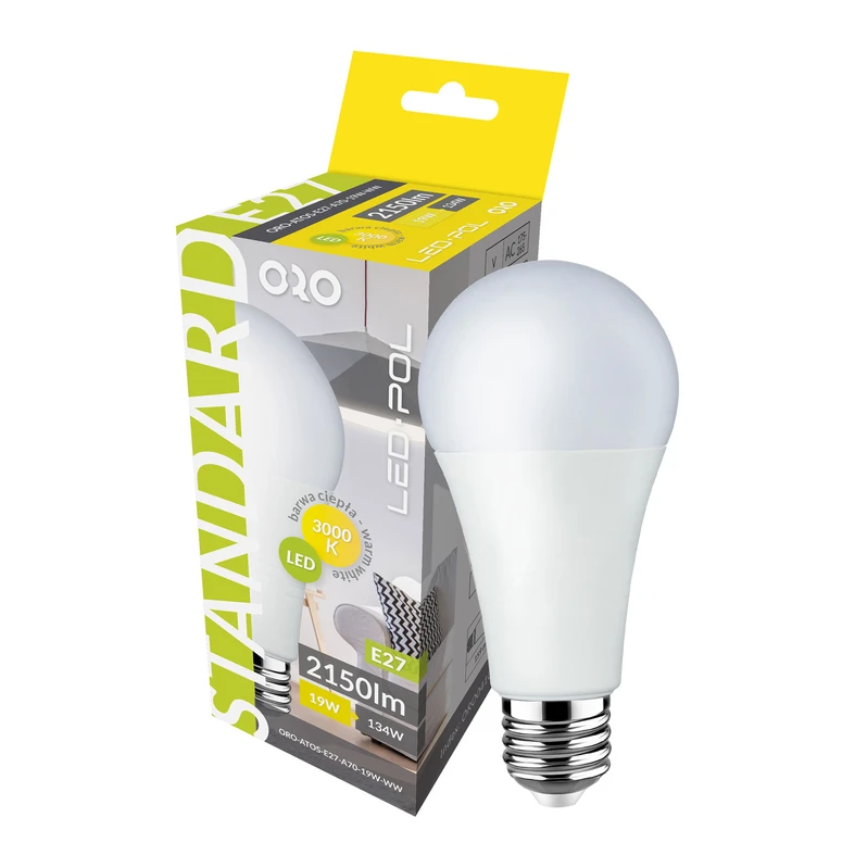 LED žárovka E27 19 W teplé barvy ORO-ATOS-E27-A70-19W-WW