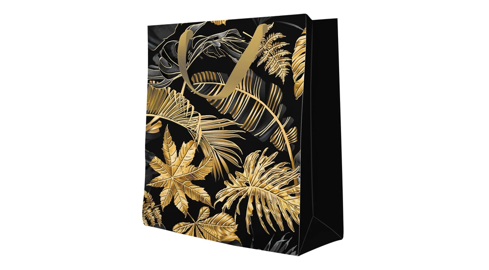 Dárková taška PREMIUM GOLD LEAVES MEDIUM 20 x 26 cm