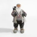 Vánoční šedá figurka SANTA CLAUS S lucernou 80 cm