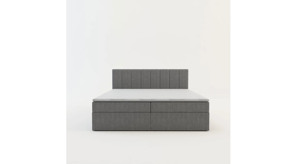 Postel boxspring s topperem šedá PEDRO PU 180x200 cm