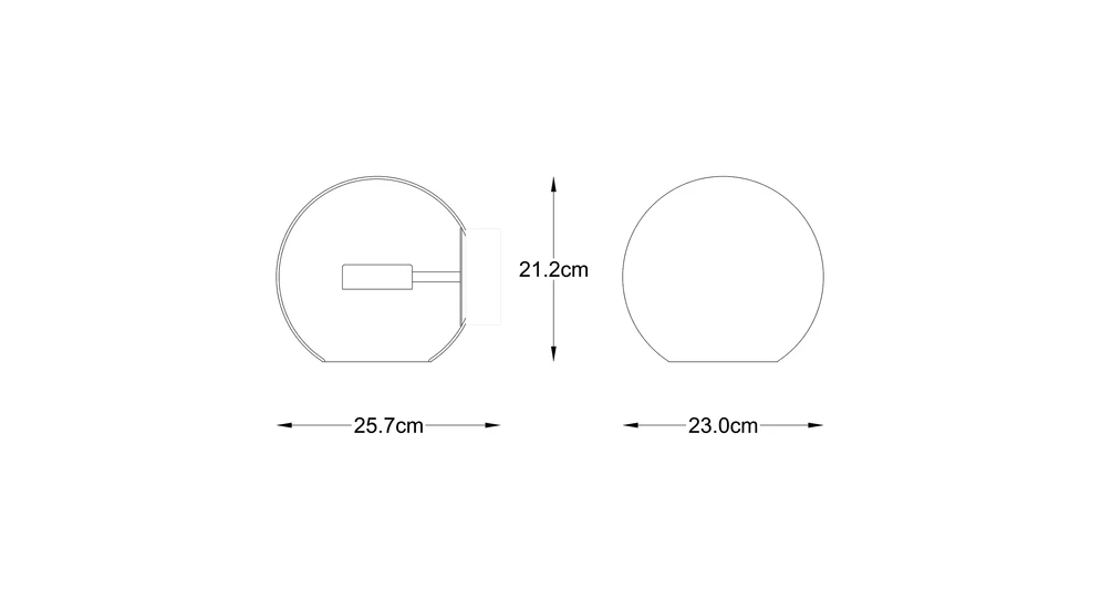 Kinkiet LED z kulistym kloszem ENCELADUS - wymiary.