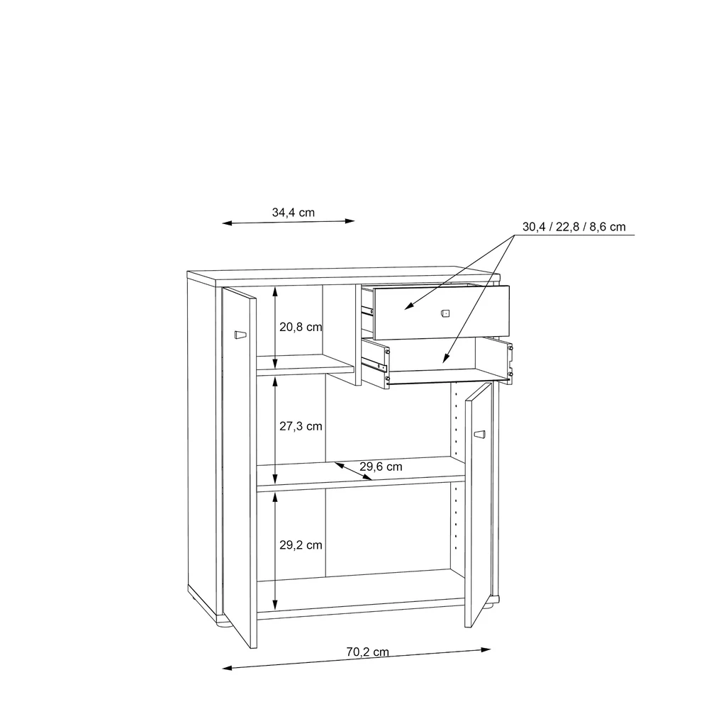 Komoda TEMPRA 2 nízká 2D2S, dub artisan