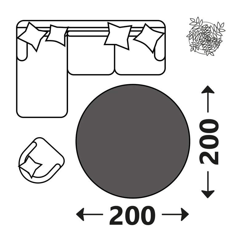 Antracitový kulatý koberec SHAPE 200 cm