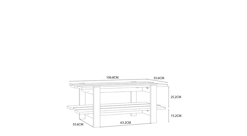 Konferenční stolek s policí COFFEE TABLES šedý